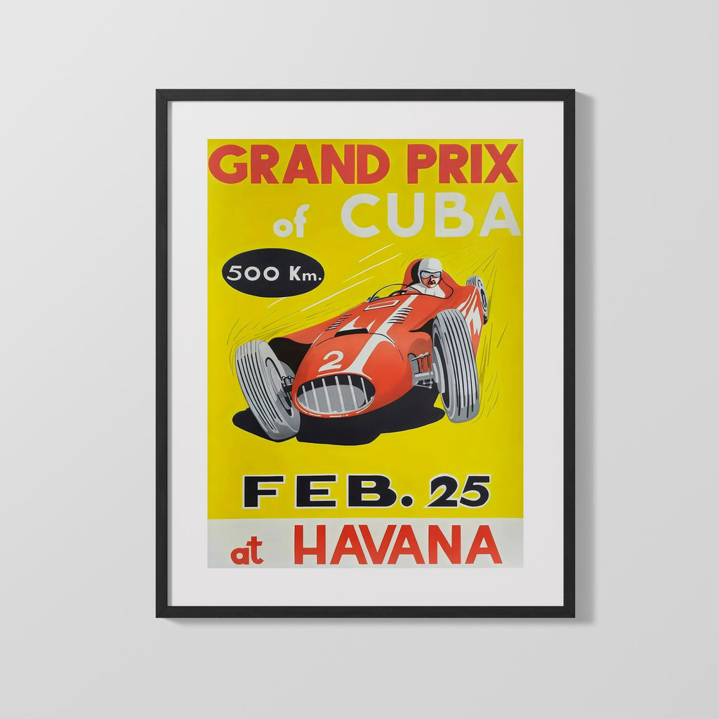 Vintage Racing Poster - Grand Prix Cuba 1950s - Havana Heat Racing FSPrints Gallery Frame 16x20