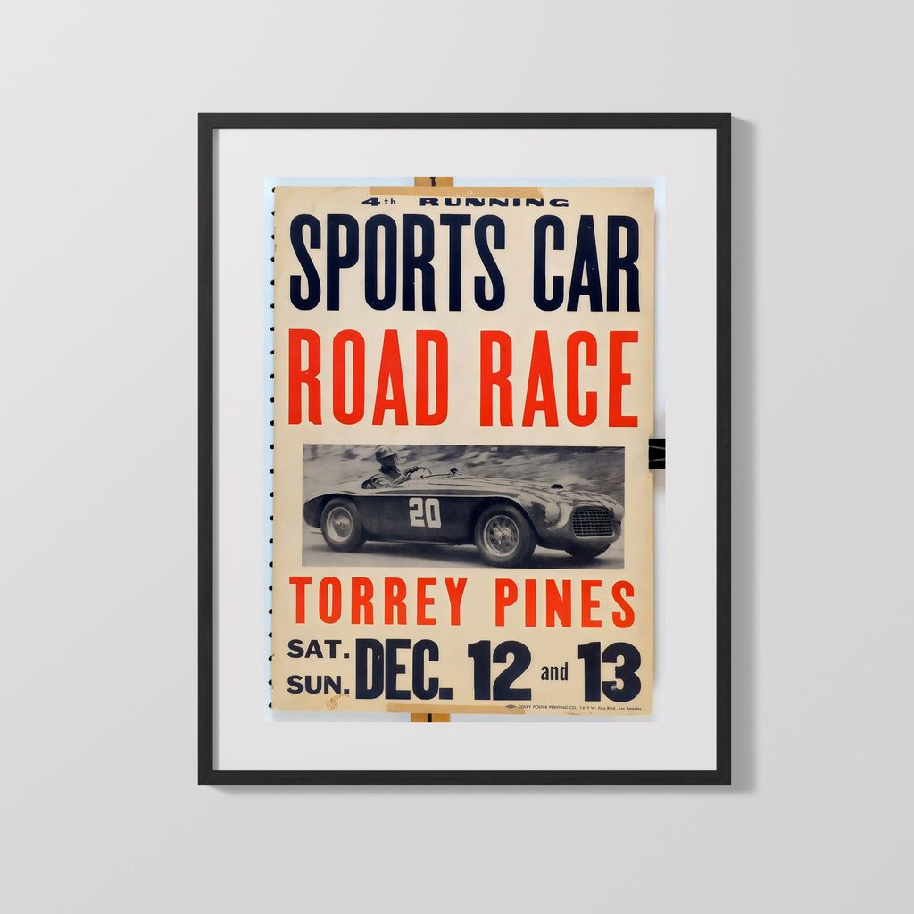 Vintage Racing Poster - Torrey Pines Road Race - California Speed Racing FSPrints Gallery Frame 16x20