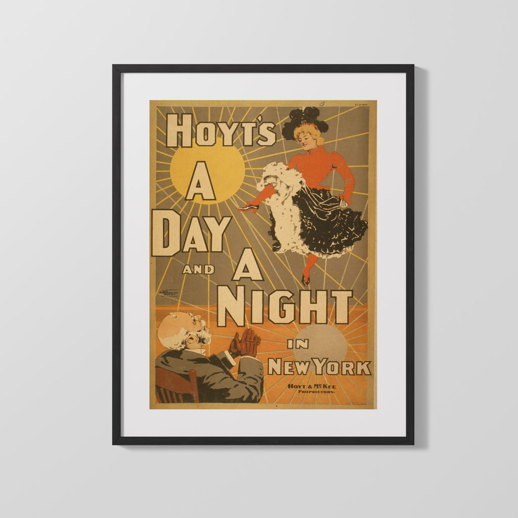 Vintage Theater Poster - A Day and a Night In New York - Broadway Sunshine Theater Vintage Framed Prints Gallery Frame 16x20