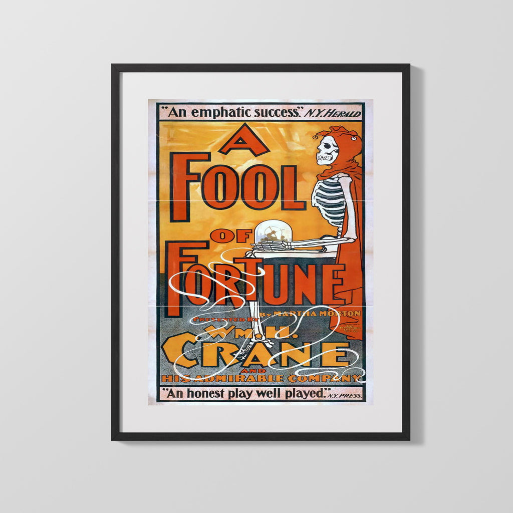 Vintage Theater Poster - A Fool of Fortune - Skeletons Gamble Theater Vintage Framed Prints Gallery Frame 16x20