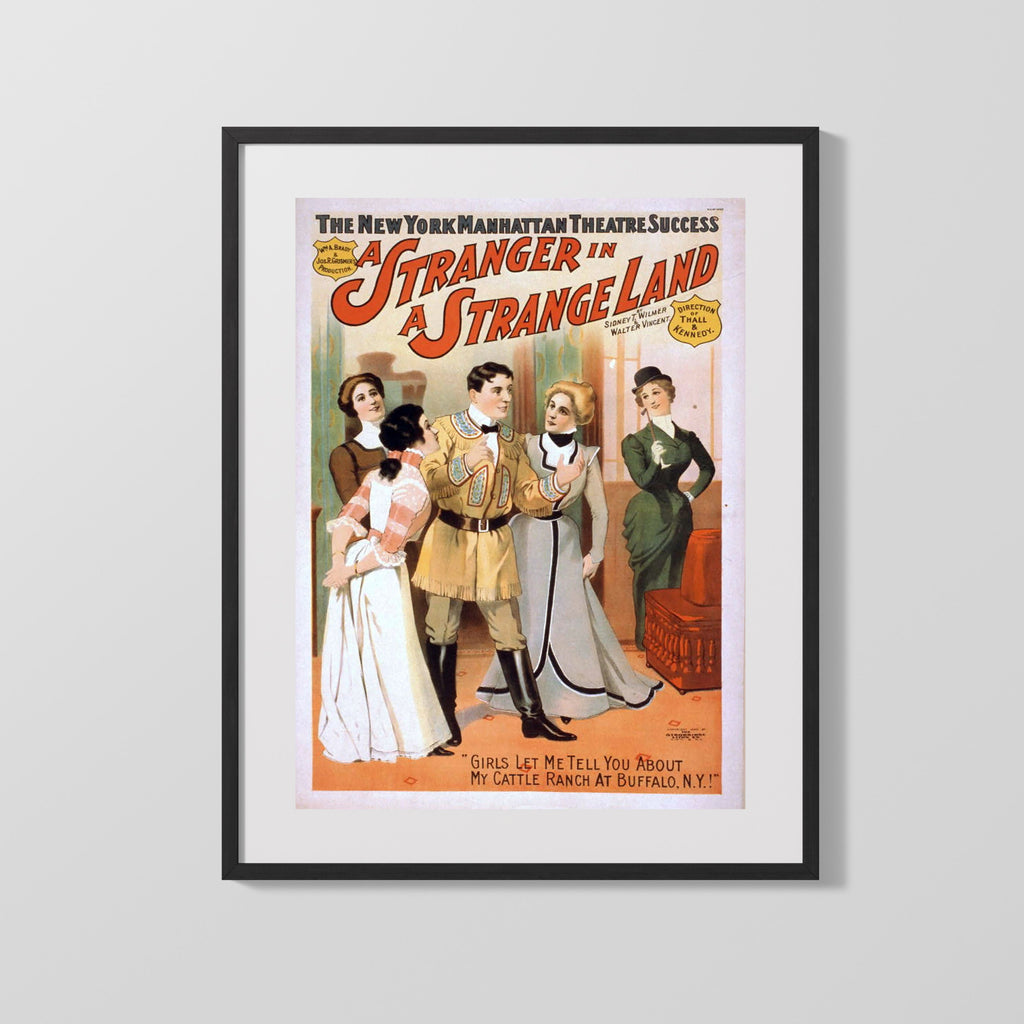 Vintage Theater Poster - A Stranger in a Strange Land - Ranch Romance Theater Vintage Framed Prints Gallery Frame 16x20