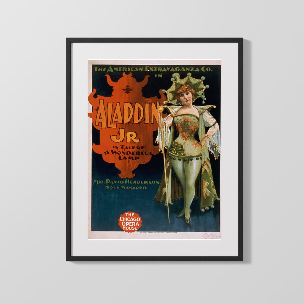 Vintage Theater Poster - Aladdin Jr - Lamp of Laughs Theater Vintage Framed Prints Gallery Frame 16x20