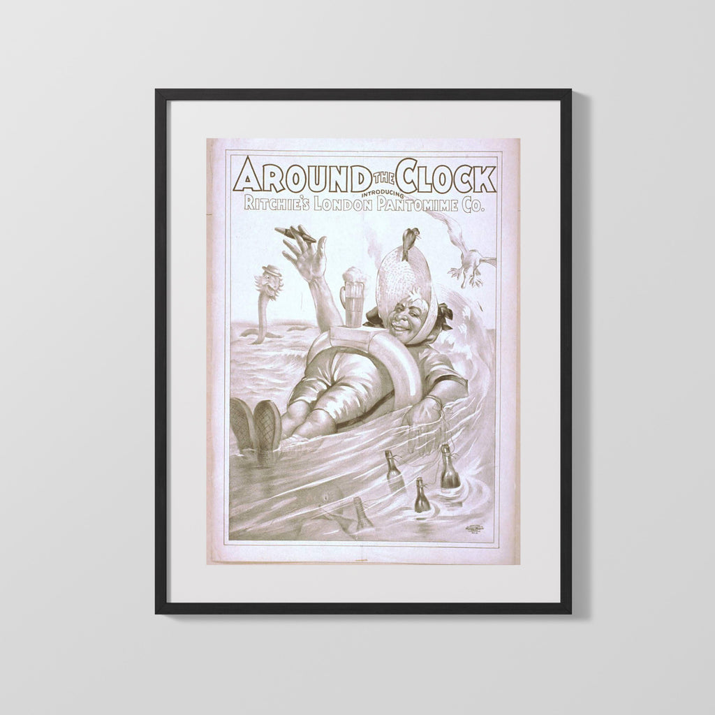 Vintage Theater Poster - Around the Clock - Float of Follies Theater Vintage Framed Prints Gallery Frame 16x20