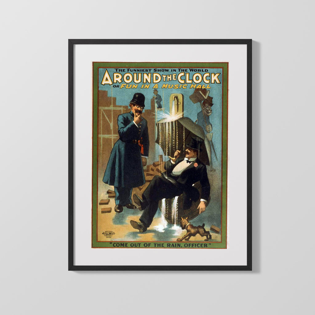 Vintage Theater Poster - Around the Clock - Umbrella Comedy Theater Vintage Framed Prints Gallery Frame 16x20