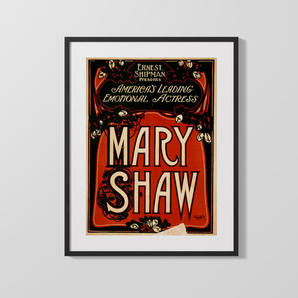 Vintage Theater Poster - Mary Shaw - Emotional Star Theater Vintage Framed Prints Gallery Frame 16x20