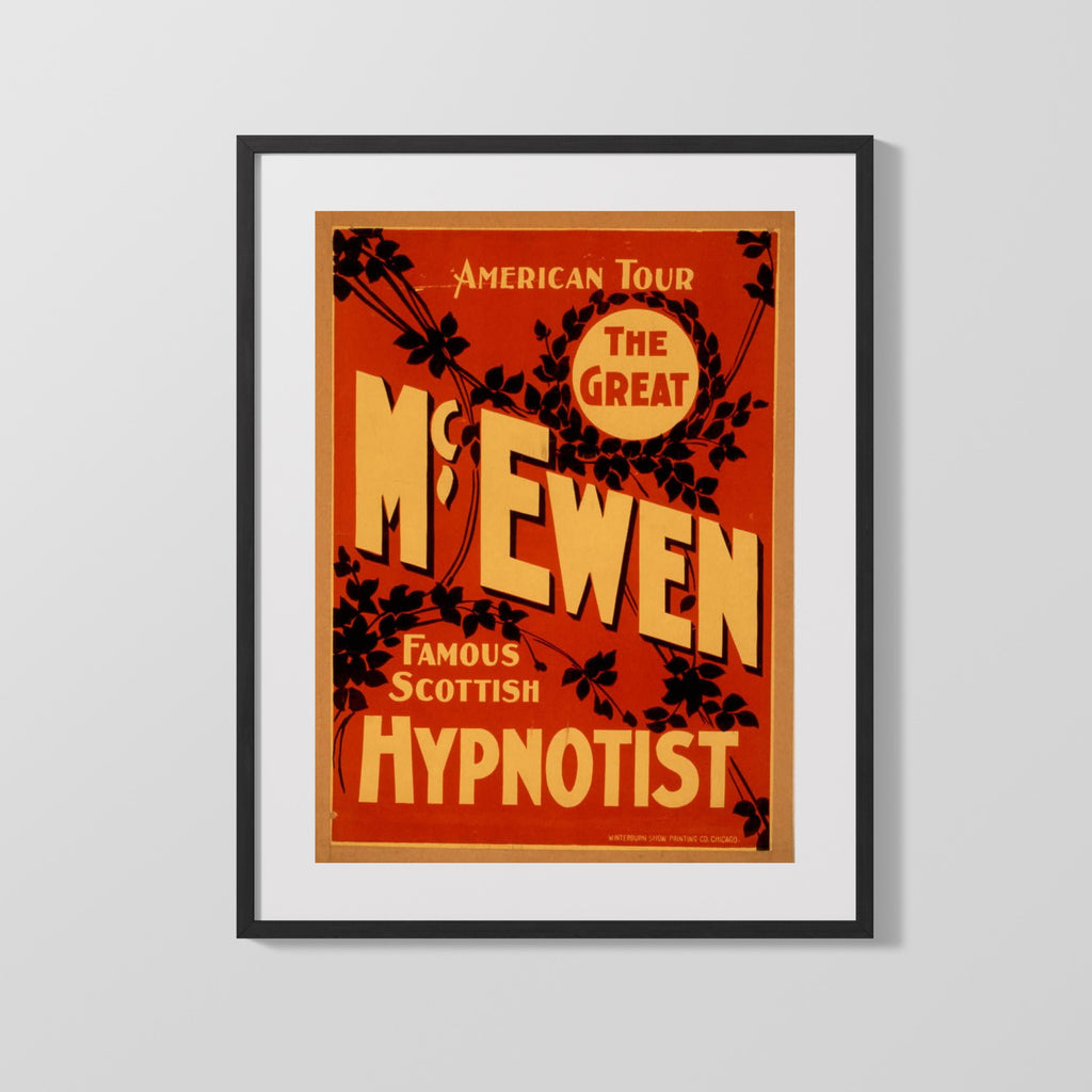 Vintage Theater Poster - McEwen the Hypnotist - Mind Tricks Theater Vintage Framed Prints Gallery Frame 16x20