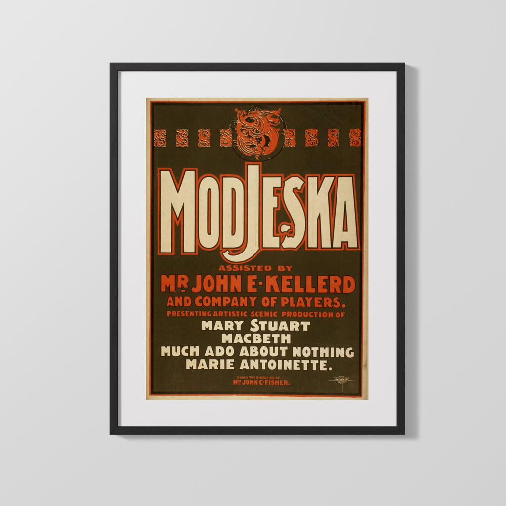 Vintage Theater Poster - Modjeska - Queen of the Stage Theater Vintage Framed Prints Gallery Frame 16x20