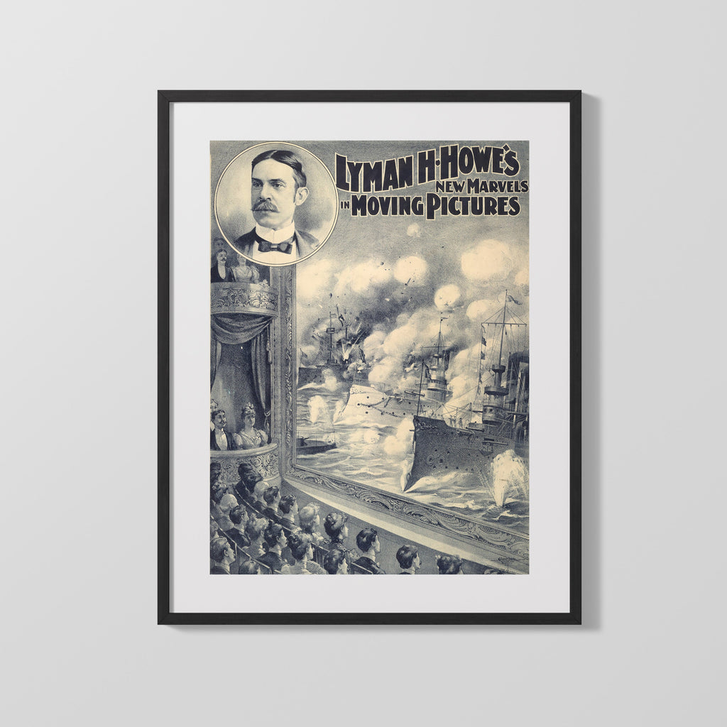 Vintage Theater Poster - New Marvels in Moving Pictures - Lyman H. Howe Theater Vintage Framed Prints Gallery Frame 16x20