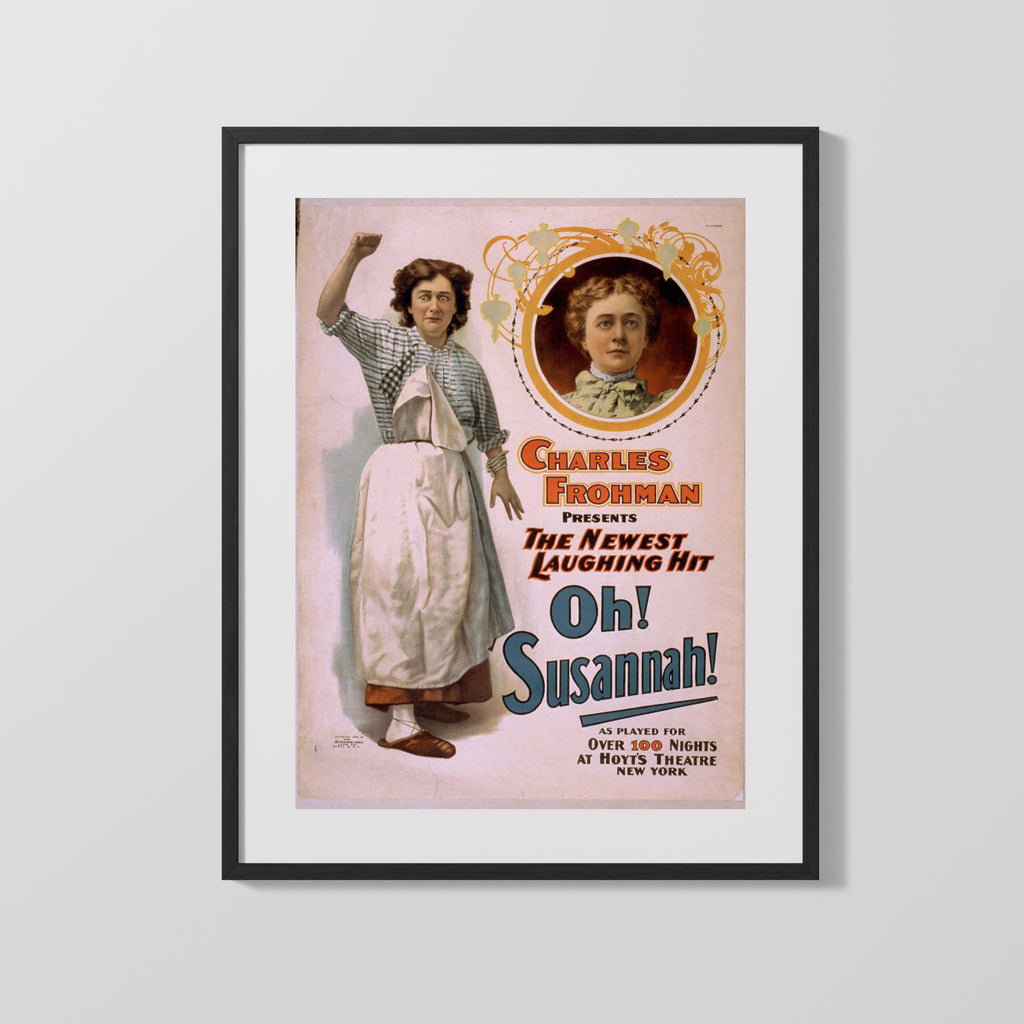 Vintage Theater Poster - Oh Susannah - Laughing Hit Theater Vintage Framed Prints Gallery Frame 16x20