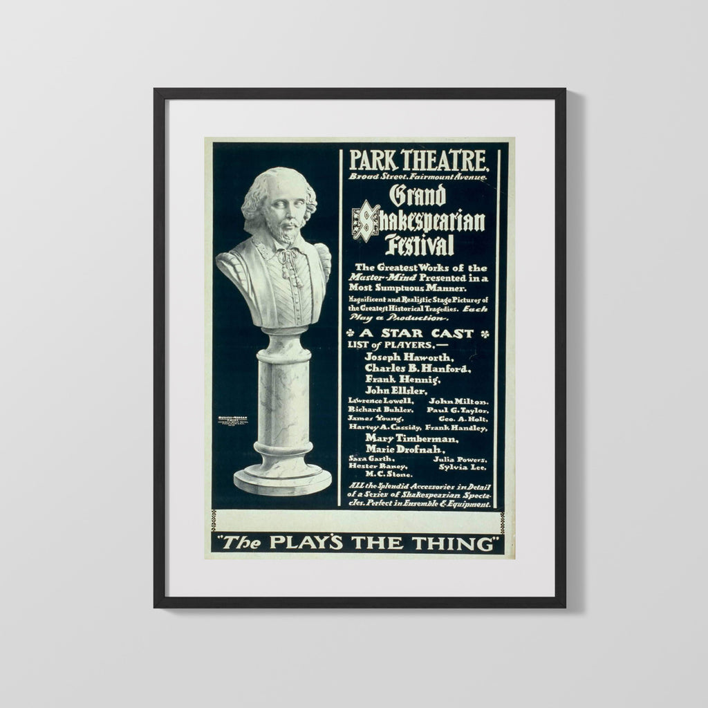 Vintage Theater Poster - Park Theater - Shakespeare Festival Theater Vintage Framed Prints Gallery Frame 16x20