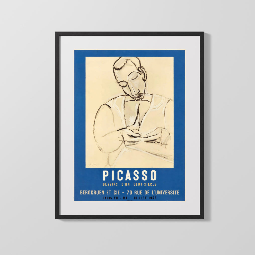 Vintage Theater Poster - Picasso - Berggruen et Cie - Dessins d un Demi Siecle 1956 Paris Theater Vintage Framed Prints Gallery Frame 16x20