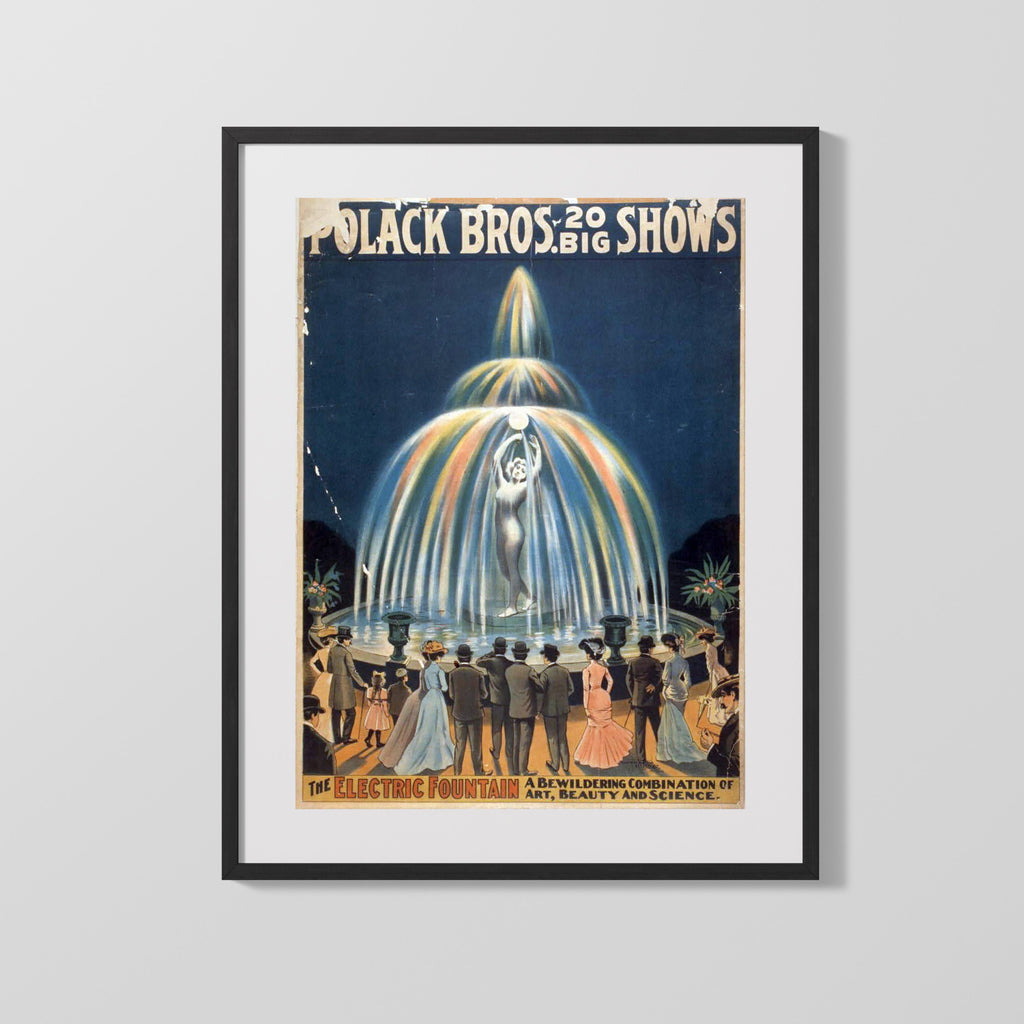 Vintage Theater Poster - Polack Bros - Electric Fountain Spectacle Theater Vintage Framed Prints Gallery Frame 16x20