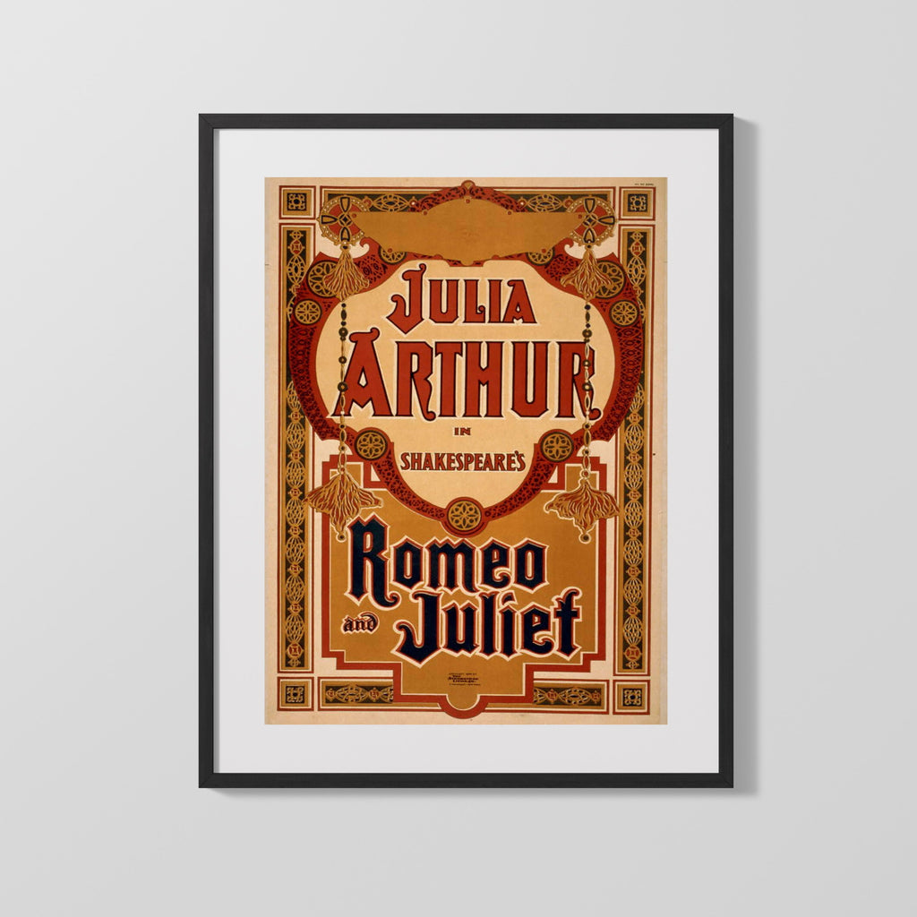 Vintage Theater Poster - Romeo and Juliet - Timeless Tragedy Theater Vintage Framed Prints Gallery Frame 16x20