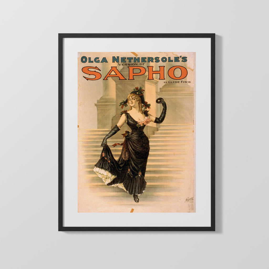 Vintage Theater Poster - Sapho - Olga Nethersoles Bold Drama Theater Vintage Framed Prints Gallery Frame 16x20