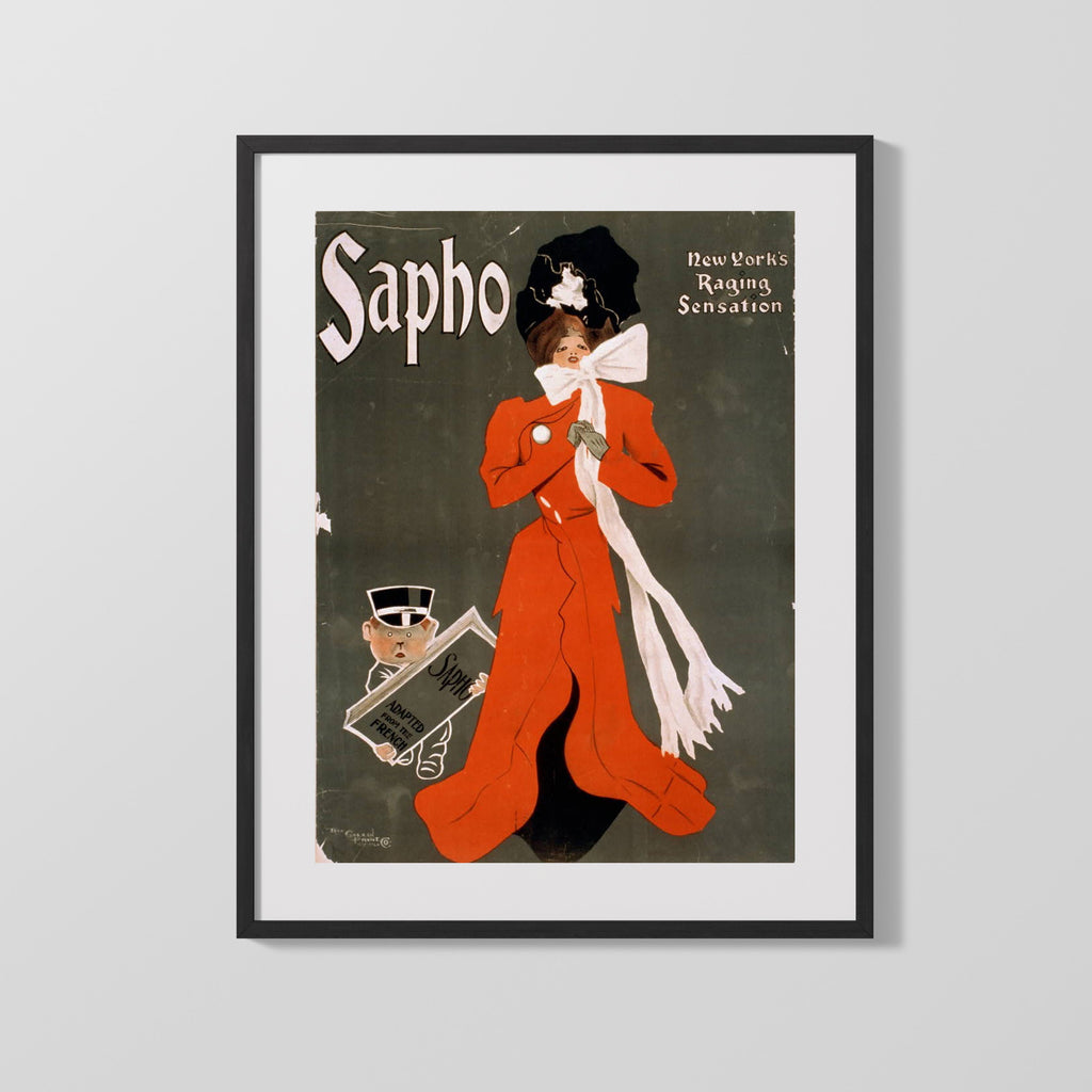 Vintage Theater Poster - Sapho - Raging Sensation Theater Vintage Framed Prints Gallery Frame 16x20