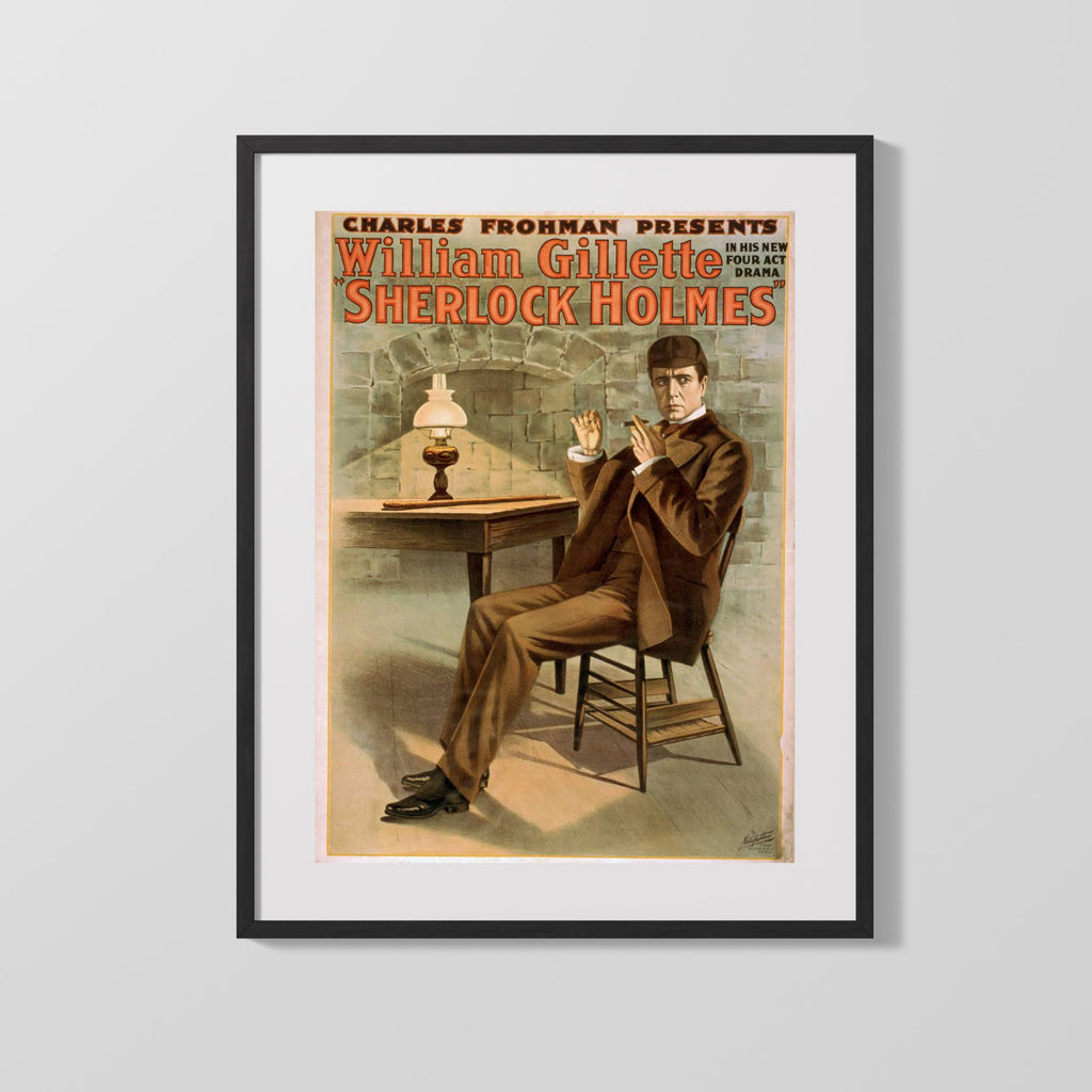 Vintage Theater Poster - Sherlock Holmes - The Great Detective Theater Vintage Framed Prints Gallery Frame 16x20