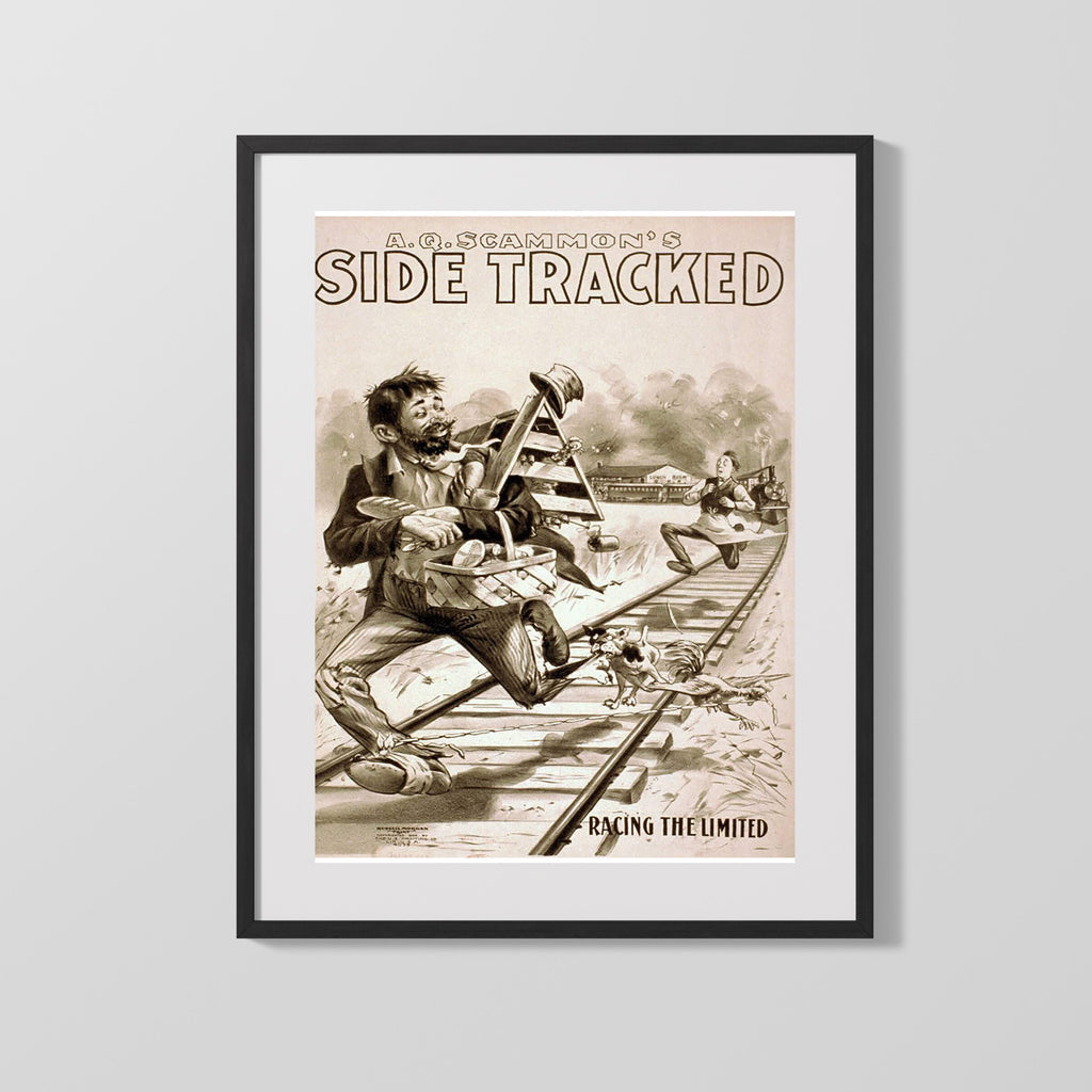 Vintage Theater Poster - Side Tracked - Racing the Limited Theater Vintage Framed Prints Gallery Frame 16x20
