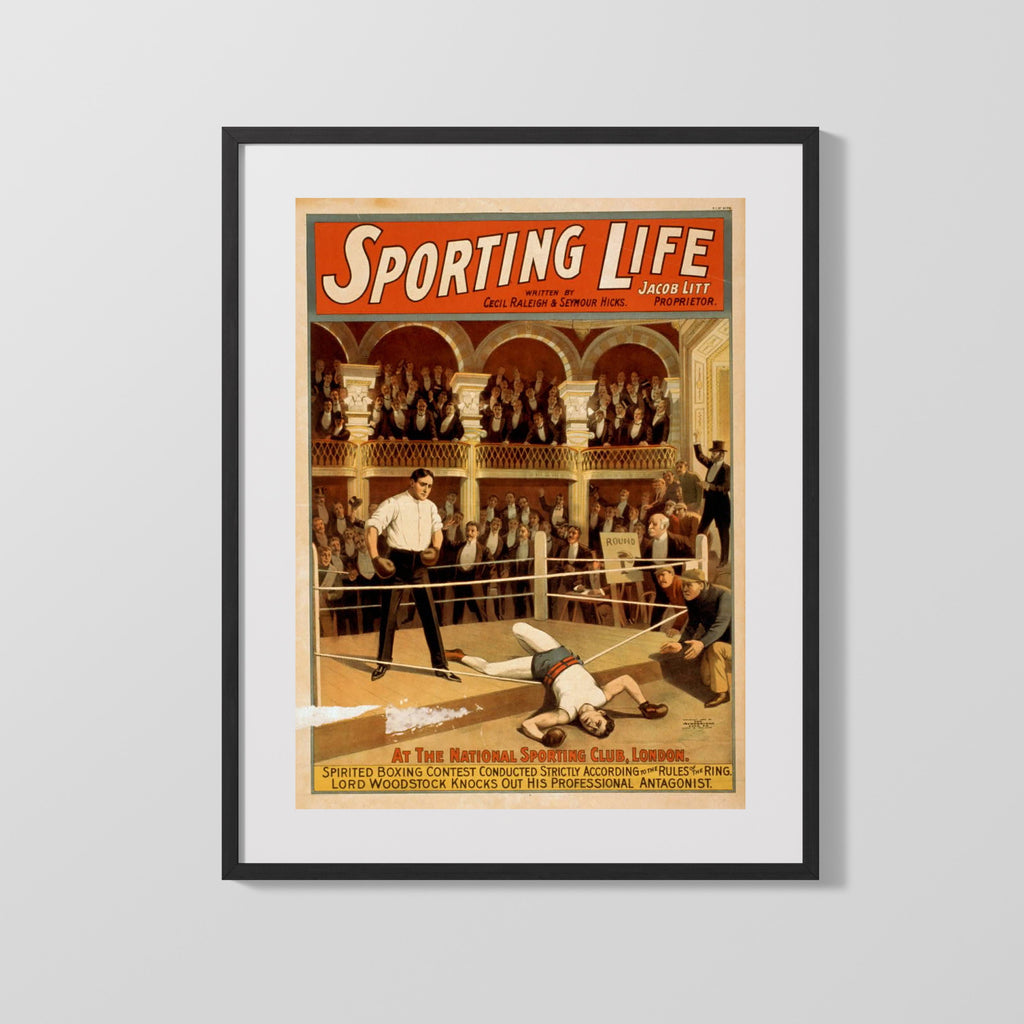 Vintage Theater Poster - Sporting Life Boxing London Theater Vintage Framed Prints Gallery Frame 16x20