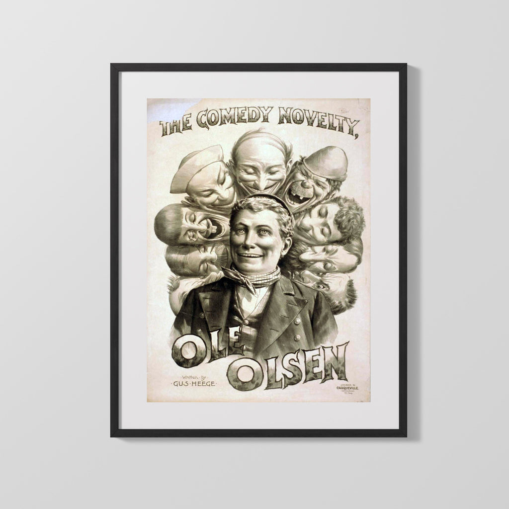 Vintage Theater Poster - The Comedy Novelty Ole Olsen Theater Vintage Framed Prints Gallery Frame 16x20