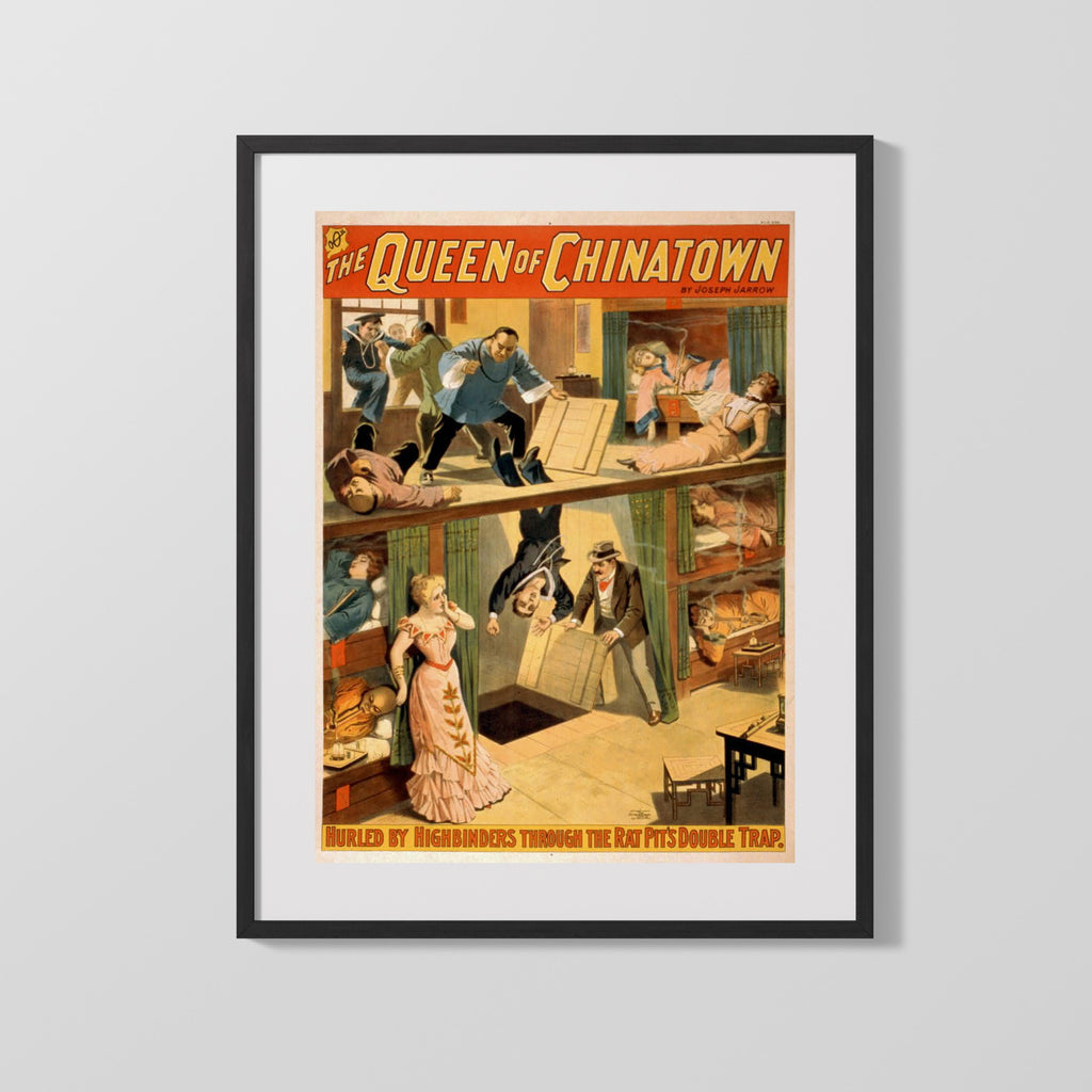 Vintage Theater Poster - The Queen of Chinatown Theater Vintage Framed Prints Gallery Frame 16x20