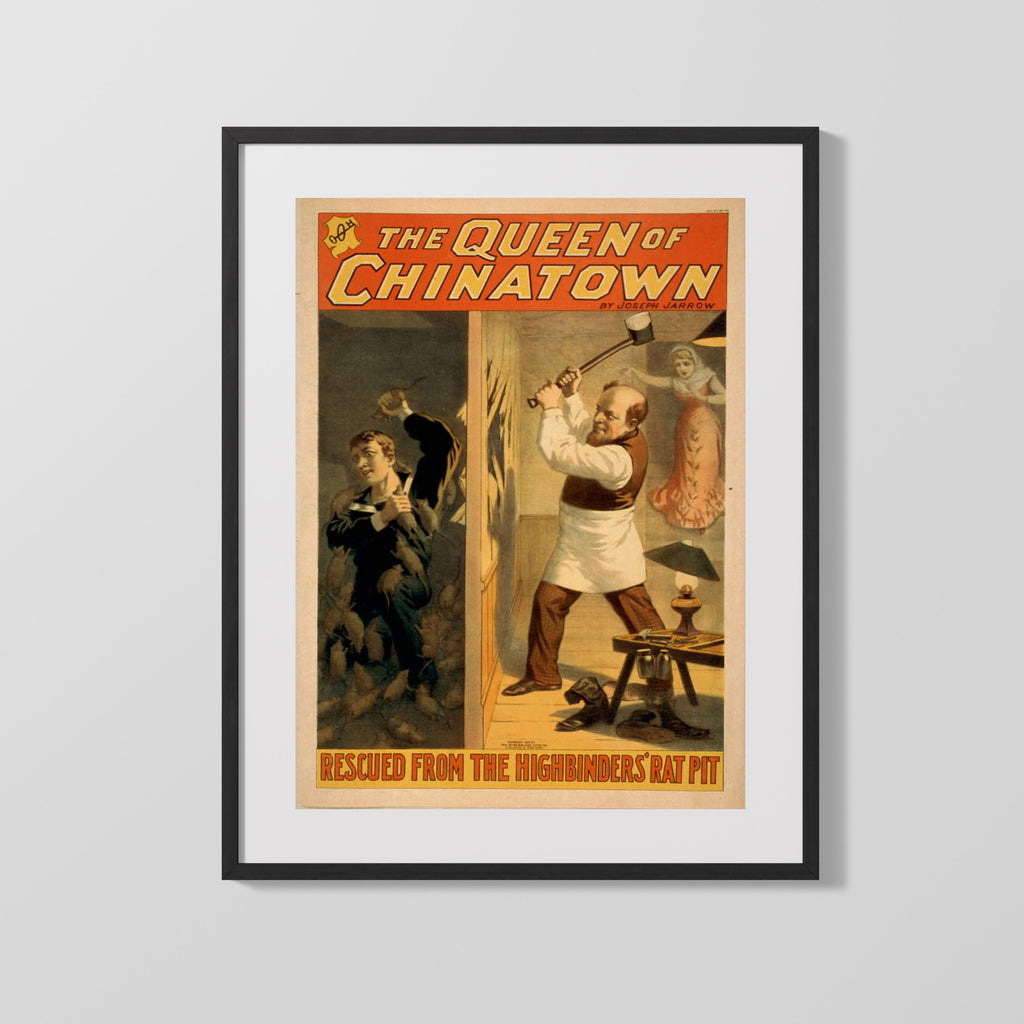 Vintage Theater Poster - The Queen of Chinatown Rescued Theater Vintage Framed Prints Gallery Frame 16x20
