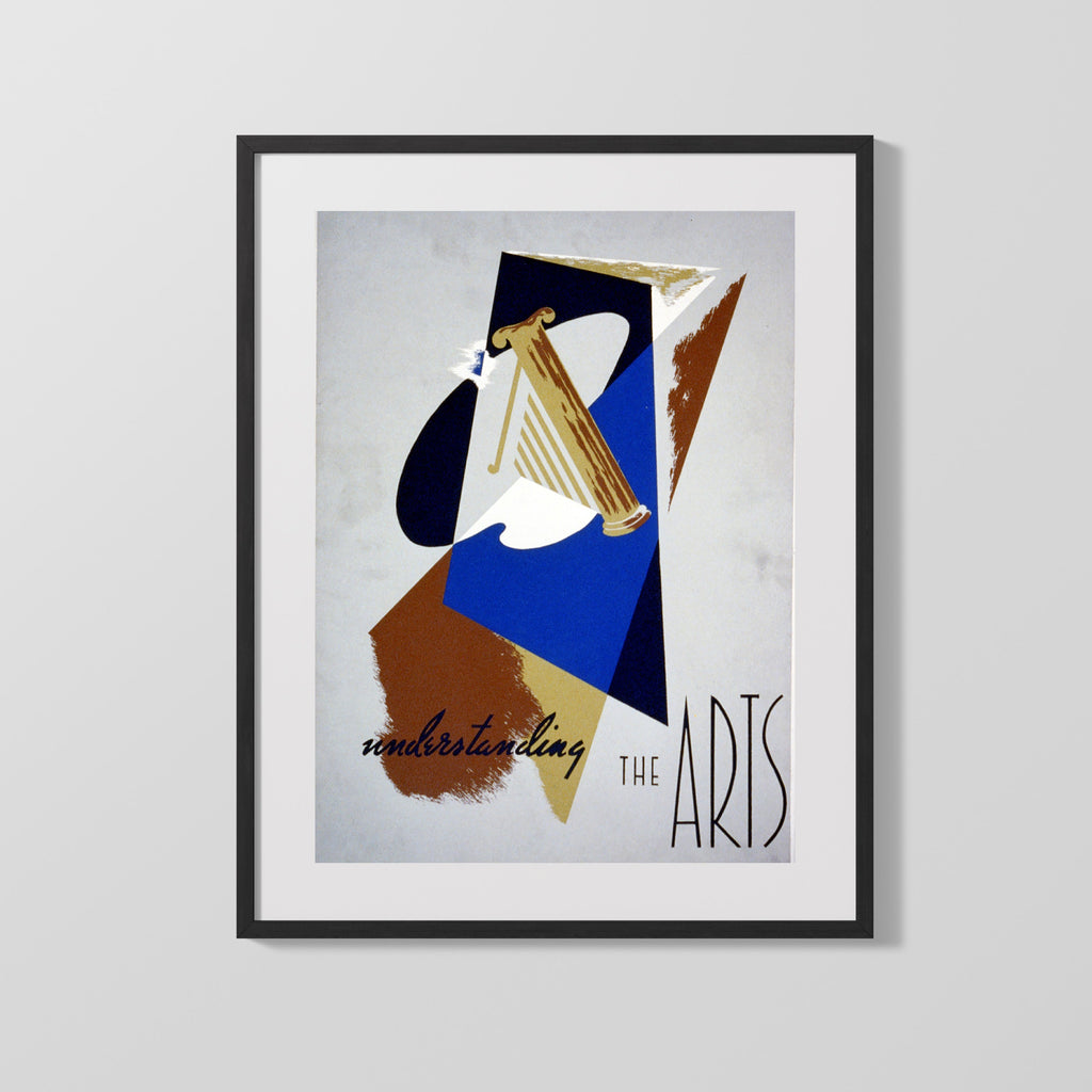 Vintage Theater Poster - Understanding the Arts - Abstract Harp Design Theater Vintage Framed Prints Gallery Frame 16x20