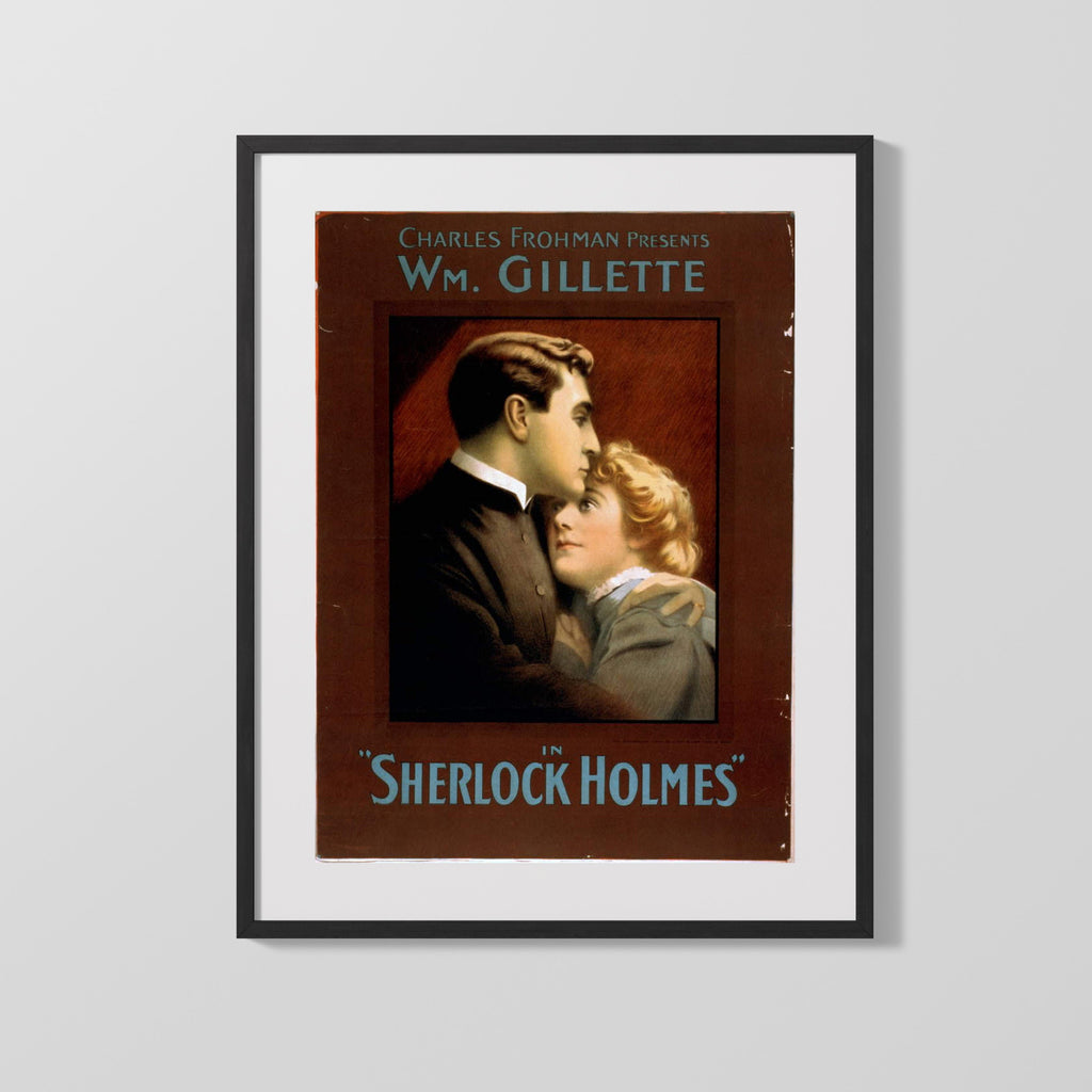Vintage Theater Poster - Wm Gillette Sherlock Holmes Theater Vintage Framed Prints Gallery Frame 16x20