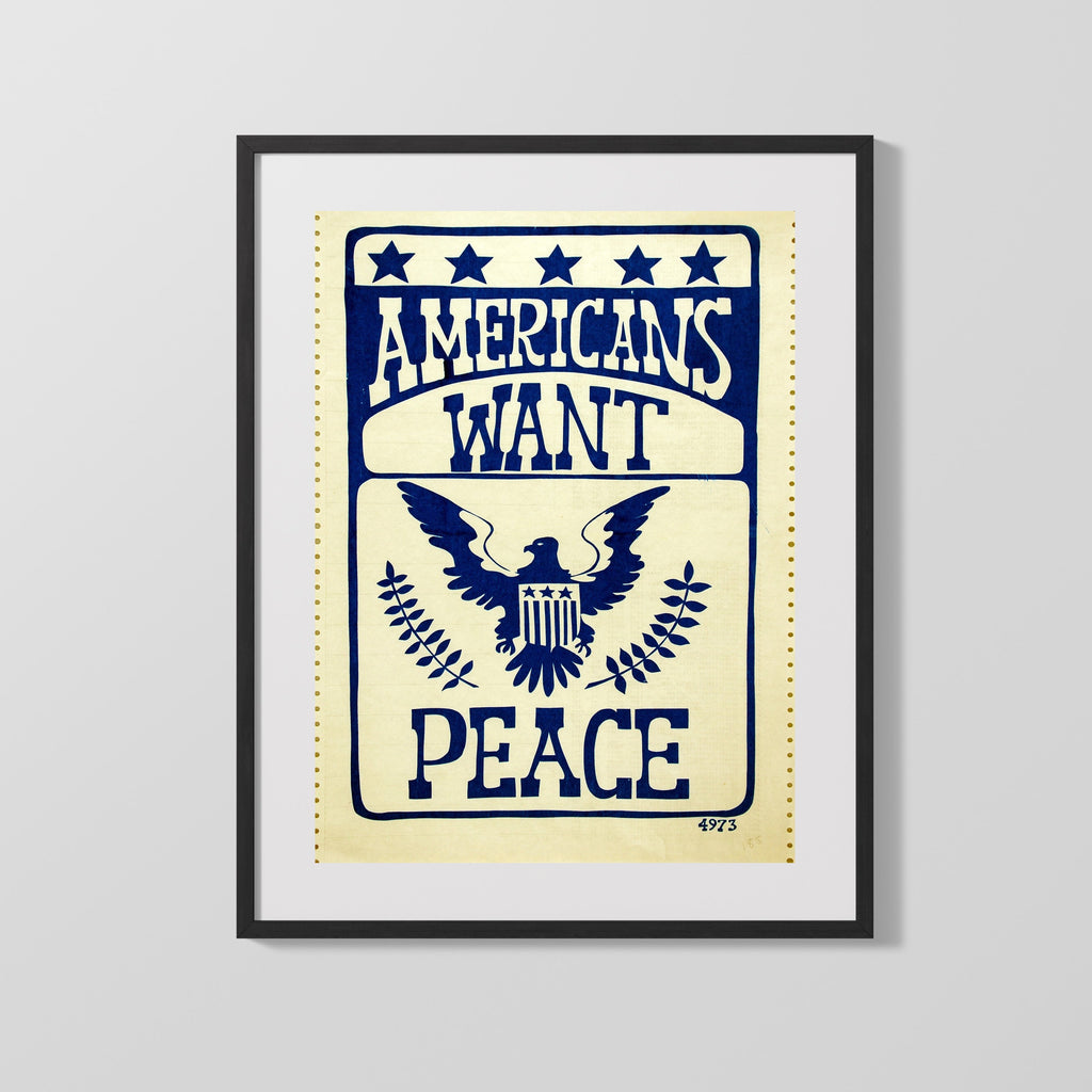 Vintage War Poster - Americans Want Peace - Eagle Speaks WWII Posters Vintage Framed Prints Gallery Frame 16x20