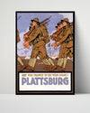 Vintage War Poster - Are Your Trained To Defend Your Country Plattsburg WWII Posters Vintage Framed Prints Poster 16x20