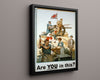 Vintage War Poster - Are You in this British Army WWII Posters Vintage Framed Prints Floating Canvas 16x20