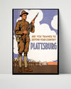 Vintage War Poster - Are You Trained to Do Your Share Plattsburg WWII Posters Vintage Framed Prints Poster 16x20