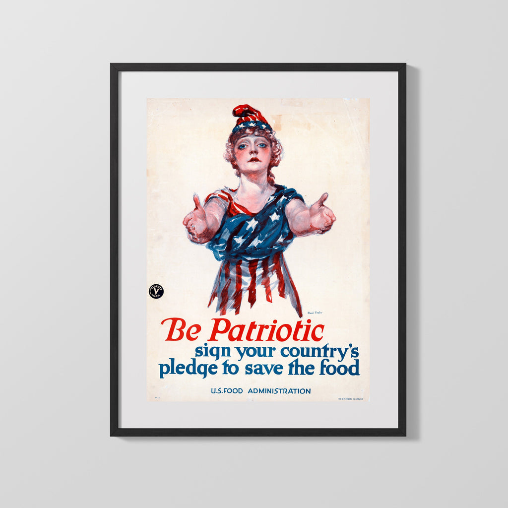 Vintage War Poster - Be Patriotic Sign Your Pledge to Save Food WWII Posters Vintage Framed Prints Gallery Frame 16x20
