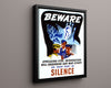 Vintage War Poster - Beware Do Your Part In Silence WWII Posters Vintage Framed Prints Floating Canvas 16x20