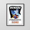Vintage War Poster - Beware Do Your Part In Silence WWII Posters Vintage Framed Prints Gallery Frame 16x20