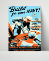 Vintage War Poster - Build Your Navy WWII Posters Vintage Framed Prints Poster 16x20