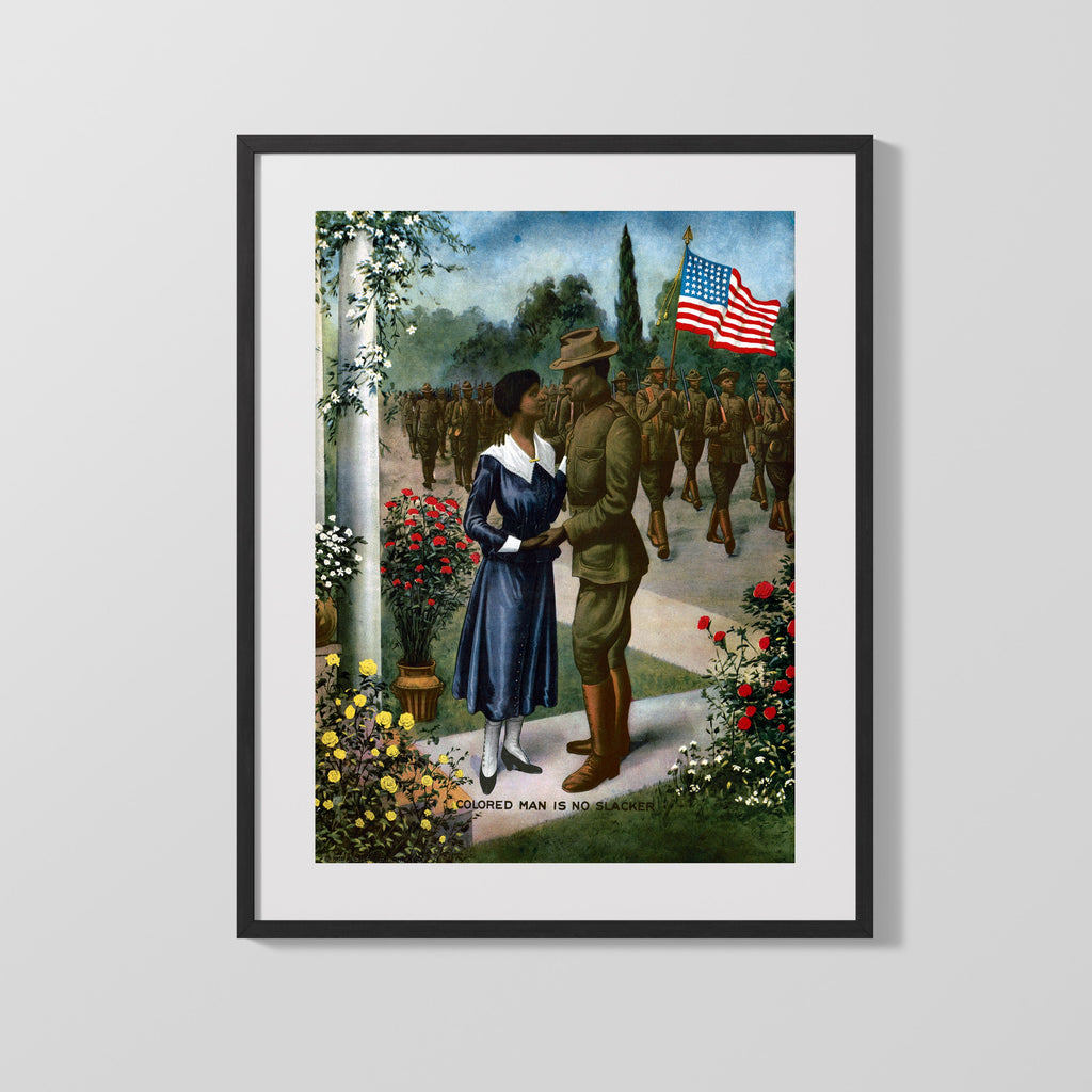 Vintage War Poster - Colored Man Is No Slacker WWII Posters Vintage Framed Prints Gallery Frame 16x20