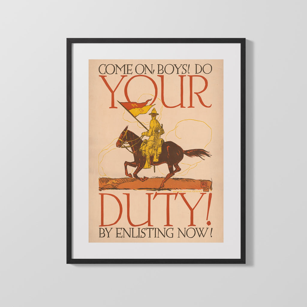 Vintage War Poster - Do Your Duty - Saddle Up WWII Posters Vintage Framed Prints Gallery Frame 16x20
