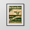 Vintage War Poster - Do Your Duty Join the Marines WWII Posters Vintage Framed Prints Gallery Frame 16x20
