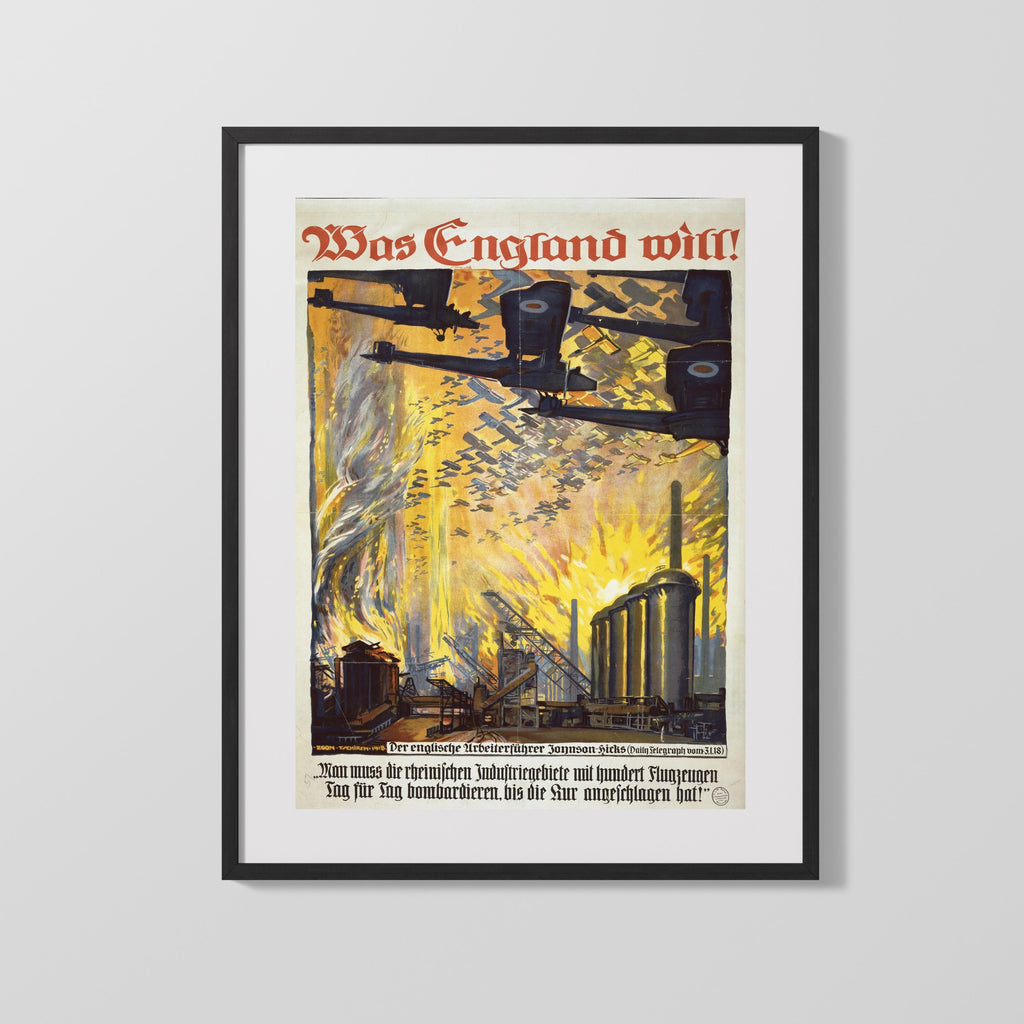 Vintage War Poster - England Will - Firestorm WWII Posters Vintage Framed Prints Gallery Frame 16x20