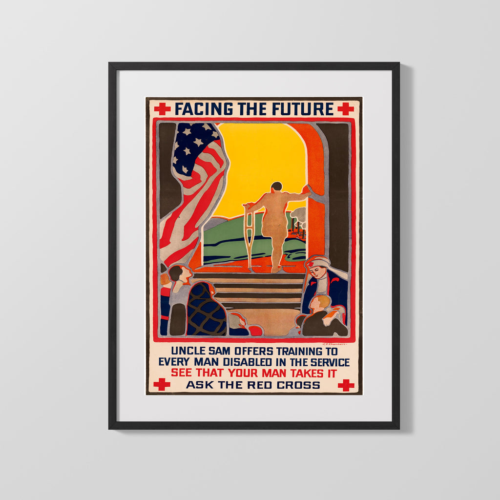 Vintage War Poster - Facing The Future The Red Cross WWII Posters Vintage Framed Prints Gallery Frame 16x20