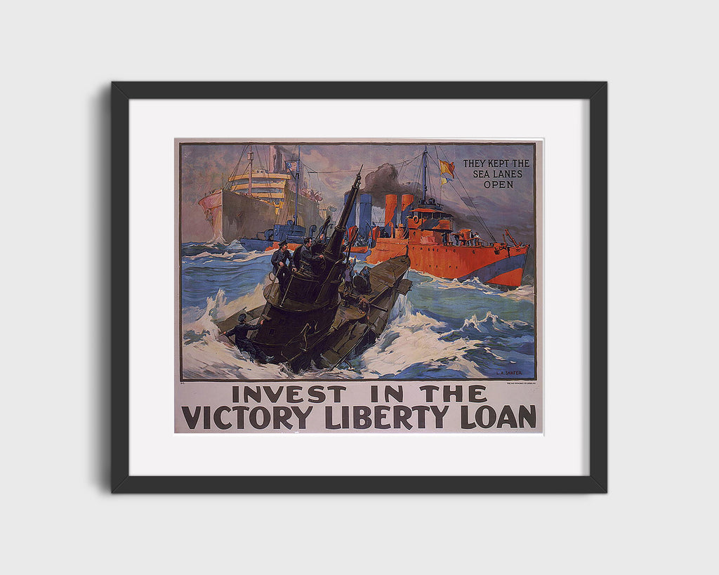 Vintage War Poster - Victory Loan - Bank on Freedom WWII Posters Vintage Framed Prints Gallery Frame 16x20