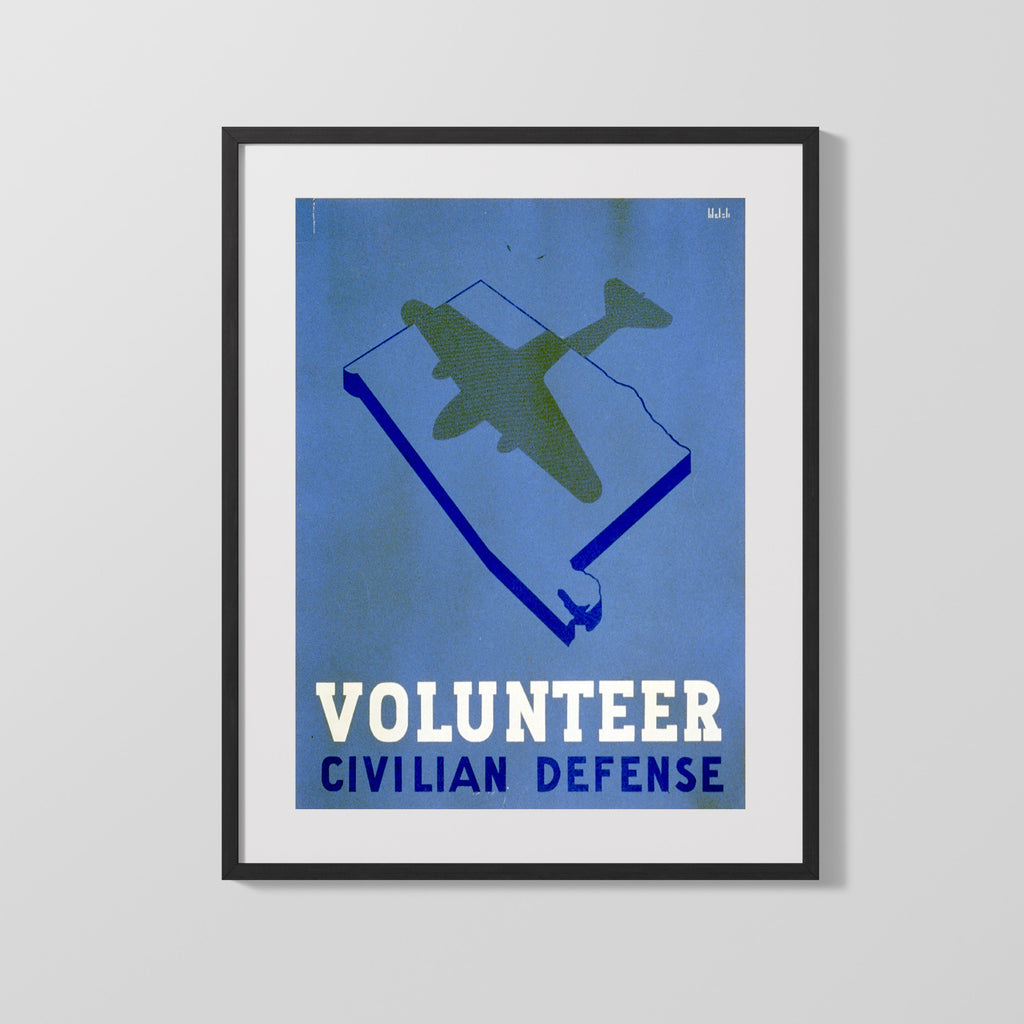 Vintage War Poster - Volunteer Defense - Shadow Watch WWII Posters Vintage Framed Prints Gallery Frame 16x20