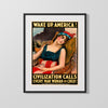 Vintage War Poster - Wake Up America - Civilization Calls WWII Posters Vintage Framed Prints Gallery Frame 16x20