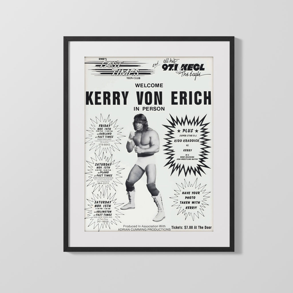 Vintage Wrestling Poster - Kerry Von Erich - Teen Club Special Wrestling FramedSportPrints Gallery Frame 16x20