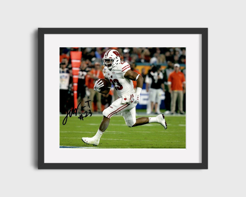 Wisconsin Autograph Print - Jonathan Taylor - Badger Bolt College FSPrints Gallery Frame 16x20