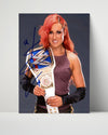 Wrestling Autograph Photo - Becky Lynch Champion - Straight Fire Wrestling FramedSportPrints Poster 16x20