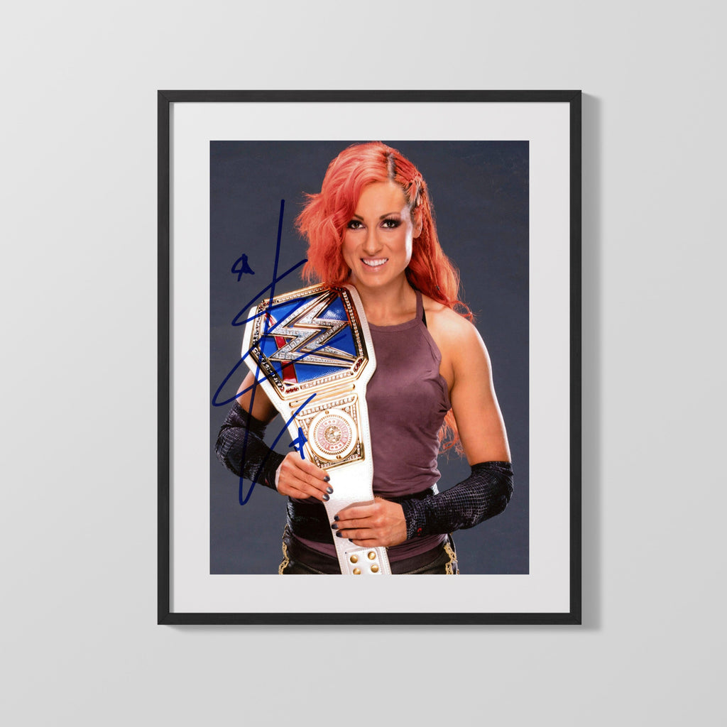 Wrestling Autograph Photo - Becky Lynch Champion - Straight Fire Wrestling FramedSportPrints Gallery Frame 16x20