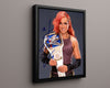 Wrestling Autograph Photo - Becky Lynch Champion - Straight Fire Wrestling FramedSportPrints Floating Canvas 16x20