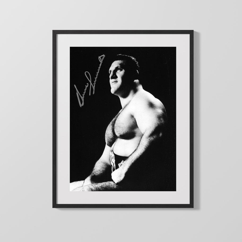 Wrestling Autograph Photo - Bruno Sammartino Legend - Living Strongman Wrestling FramedSportPrints Gallery Frame 16x20