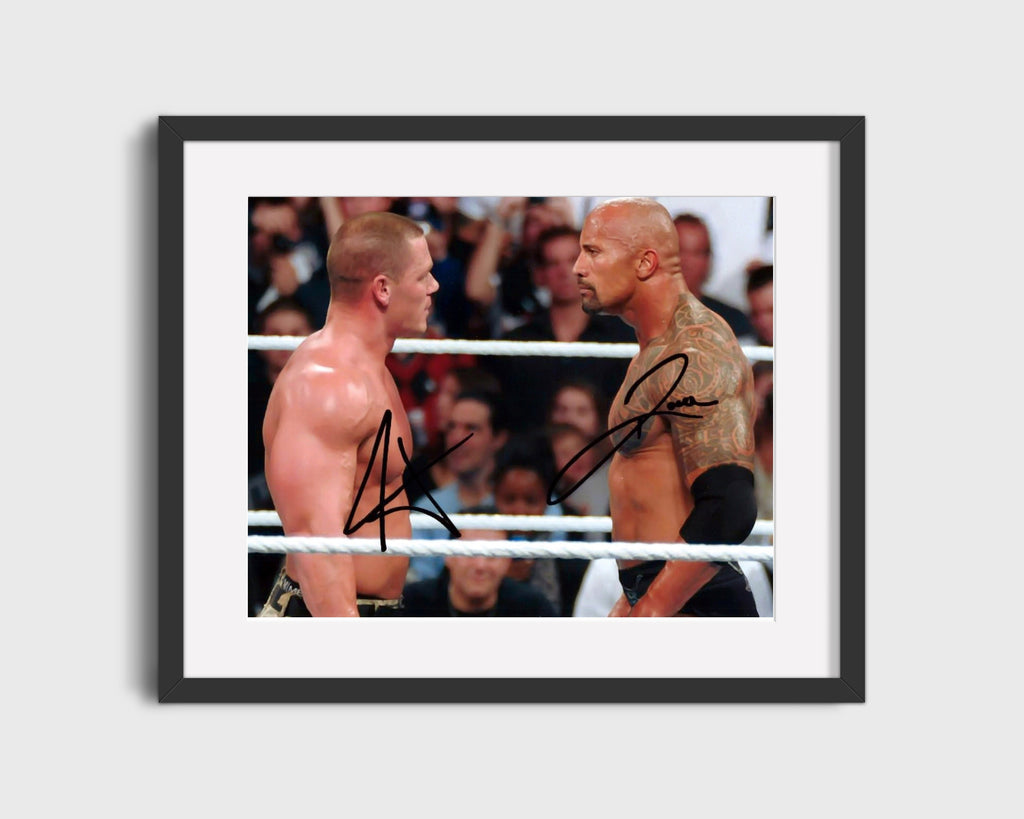 Wrestling Autograph Photo - Rock vs Cena - Once in a Lifetime Wrestling FramedSportPrints Gallery Frame 16x20